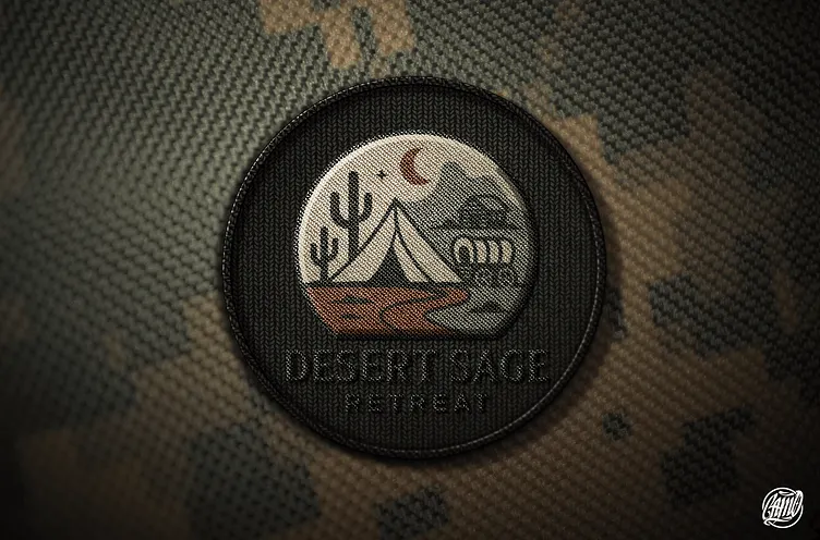 Round Embroidered patch mockup 
